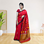 Handmade Cotton Raw Silk Saree | Red