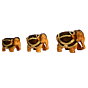 Handcrafted Wooden Elephant Set with Golden Painting 3 Piece BH00580