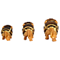 Handcrafted Wooden Elephant Set with Golden Painting 3 Piece BH00580