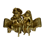 Brass Radha Krishna Sitting Bajath Statue KBH00660