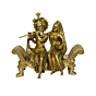 Brass Radha Krishna Sitting Bajath Statue KBH00660