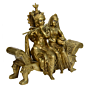 Brass Radha Krishna Sitting Bajath Statue KBH00660