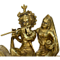 Brass Radha Krishna Sitting Bajath Statue KBH00660