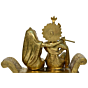 Brass Radha Krishna Sitting Bajath Statue KBH00660