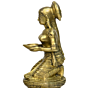 Brass Oil Lamp Divi Lady Sitting Statue Pair KBH00701