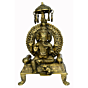 Brass Sitting Ganesha on Bajath with Umbrella Idol KBH00800