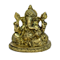 Brass Sitting Ganesha with Takiya Idol KBH00822