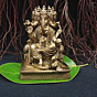 Brass Ganesha with Flower Sitting Idol KBH00875