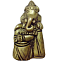 Brass Ganesha Sitting on Tabla Small Idol KBH00886