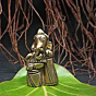 Brass Ganesha Sitting on Tabla Small Idol KBH00886