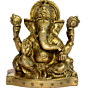 Brass Takiya Ganesha with Flower Design Idol KBH00893