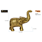 Brass Elephant Medium Figurine KBH00997