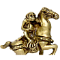 Brass monkey sitting on horse | KBH01042