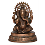 Black Metal Ganesha Statue with Round Base BH01096