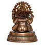 Black Metal Ganesha Statue with Round Base BH01096