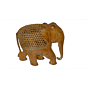 Handcrafted Wooden Elephant with Jali Work 9 Inch BH01161