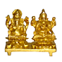Brass Ganesha & Laxmi with Bajath on Kamal Sitting Idol KBH01343
