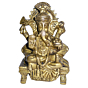 Brass Ganesha Sitting on Bajath & Takiya Idol KBH01378