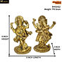 Brass Musical Ganesha Set , 2 Pieces Mid Idols