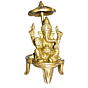 Brass Ganesha Sitting With Umbrella Idol KBH01418