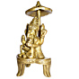 Brass Ganesha Sitting With Umbrella Idol KBH01418
