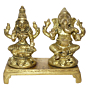 Brass Ganesha & Laxmi Sitting on Bajath Idol KBH01426