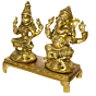 Brass Ganesha & Laxmi Sitting on Bajath Idol KBH01426