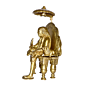 Brass Saibaba Sitting With Umbrella Idol KBH01454
