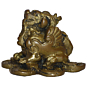 Brass Dragon Sitting on Coin Mid Statue KBH01586