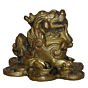 Brass Dragon Sitting on Coin Mid Statue KBH01586