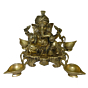 Brass Turban Ganesha Sitting on Bajath Idol KBH02594