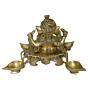 Brass Turban Ganesha Sitting on Bajath Idol KBH02594