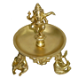 Brass Ganesha Divi with Musical Boy Statue KBH02597