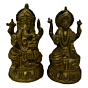 Brass Ganesha Laxmi Sitting Pair Small Idol KBH02695