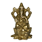 Brass Ganesha Sitting on Kamal Mid Idol KBH02766
