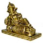 Brass Ganesha with Takiya Sitting Mid Idol KBH02776