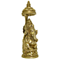Brass Sitting Ganesha with Umbrella Idol KBH02838