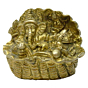 Brass Ganesha Sitting on Ship Idol KBH03396