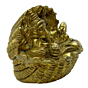 Brass Ganesha Sitting on Ship Idol KBH03396