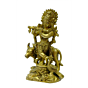 Brass Krishna with Cow Idol KBH03405