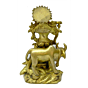 Brass Krishna with Cow Idol KBH03405