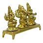 Brass Ganesha Laxmi Saraswati Sitting Trio Idol KBH03520