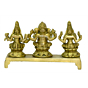 Brass Ganesha Laxmi Saraswati Sitting Trio Idol KBH03520