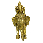 Brass Ganesh with Riddhi Siddhi Sitting on Elephant Idol KBH03972