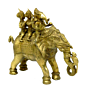 Brass Ganesh with Riddhi Siddhi Sitting on Elephant Idol KBH03972
