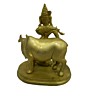 Brass Krishna With Cow Idol KBH04225