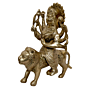 Brass Ambe Maa Sitting on Lion Collectible Statue Idol KBH04689