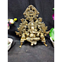 Brass Lord Ganesha Sitting on Peacock Sinhasan Idol KBH04825