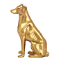Brass Dog Sitting Statue KBH04975