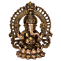 Brass Kaman Sitting on Kamal with Lord Ganesha Statue Idol KBH05024